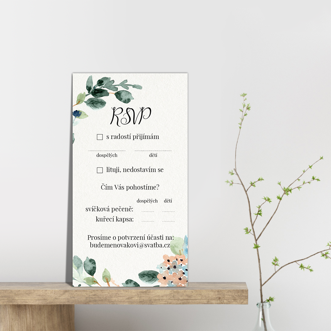 RSVP - odpovědní kartička - Watercolor floral 2